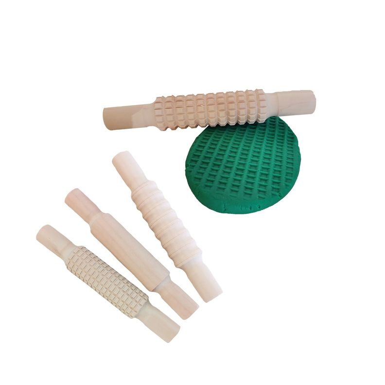 Set 4 Usleros De Madera Con Texturas-0