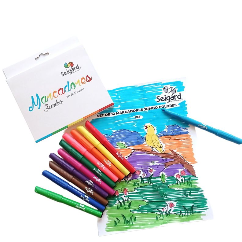 Set De 12 Marcadores Jumbo Colores-0