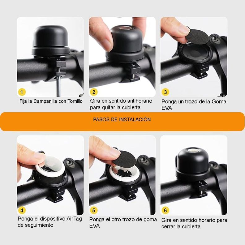 Campanilla con Soporte Para AirTag Bicicleta Scooter y Otros-4