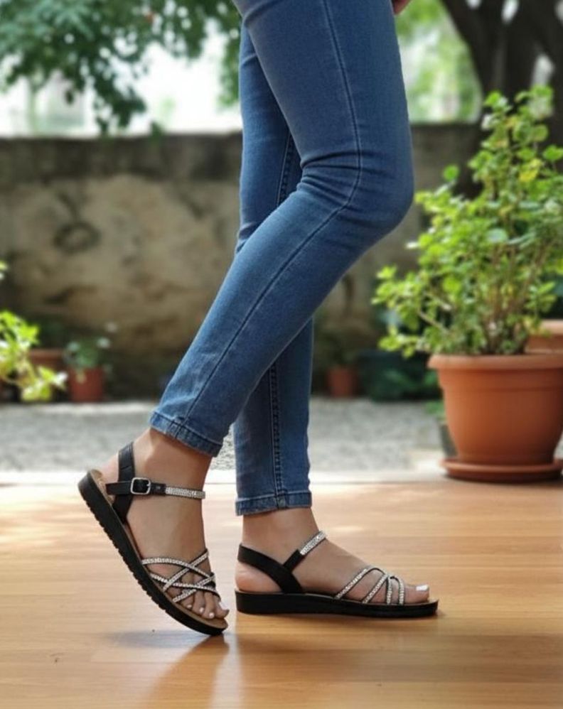 Sandalias Planas color Negro M518