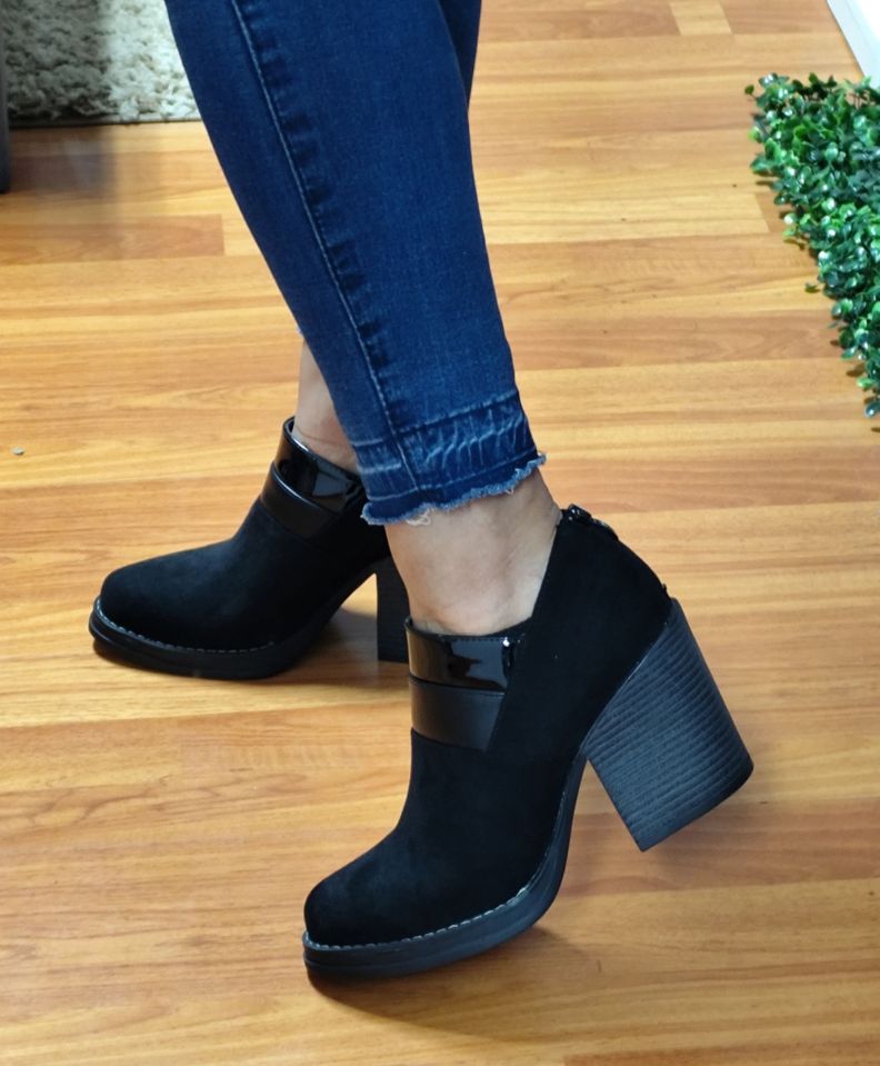 Botin Mujer Negro Gamuza  M336-1