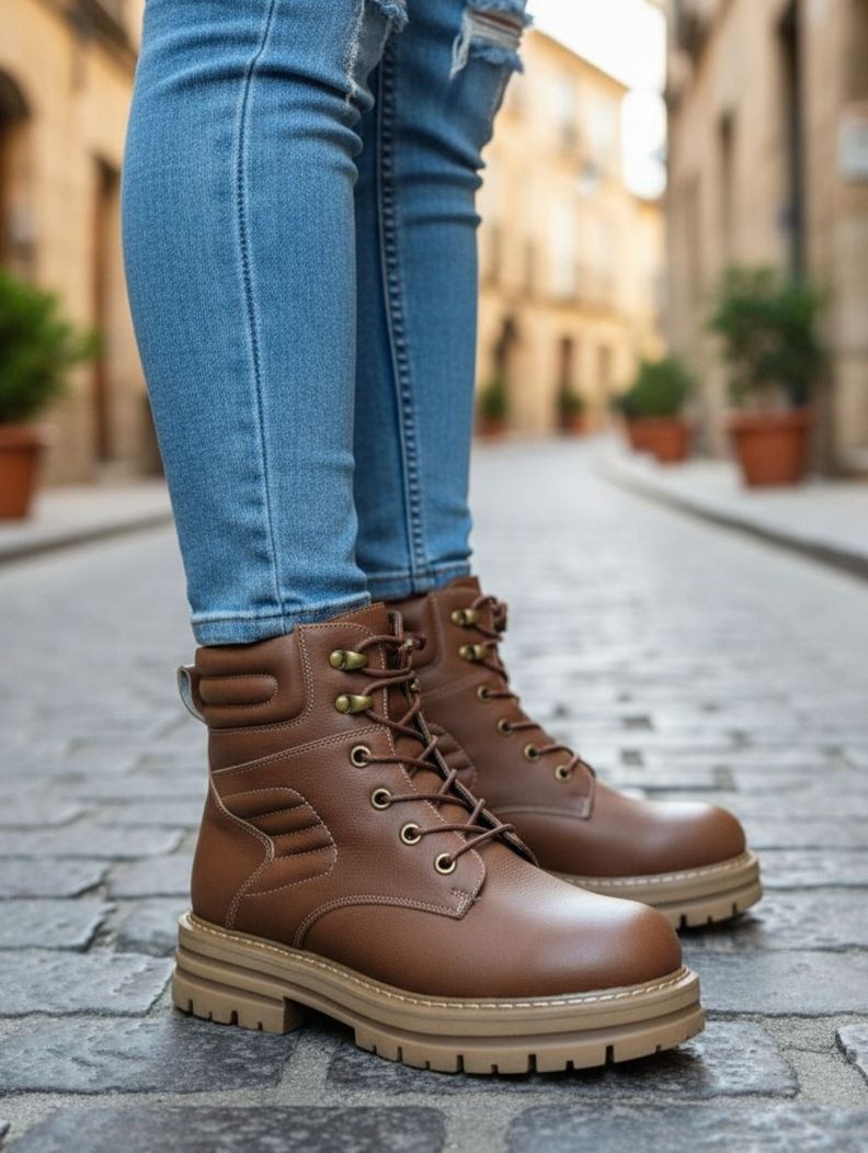 Botin Mujer Bajo Con Plataforma  M487 Cafe 36