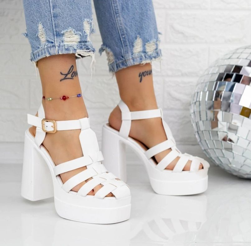 Sandalias Blancas Mujer con Plataforma M397-1