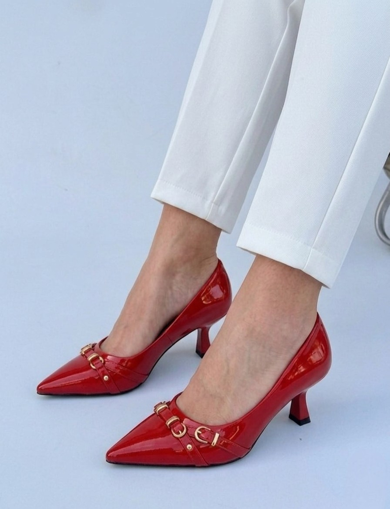 Zapato Para Dama  Taco Medio M632 color Rojo