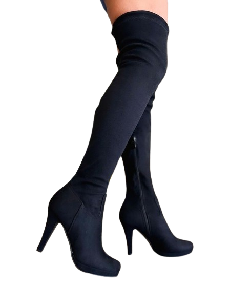 Bota Bucanera Mujer en Gamuza Elasticada Taco Alto M324-0