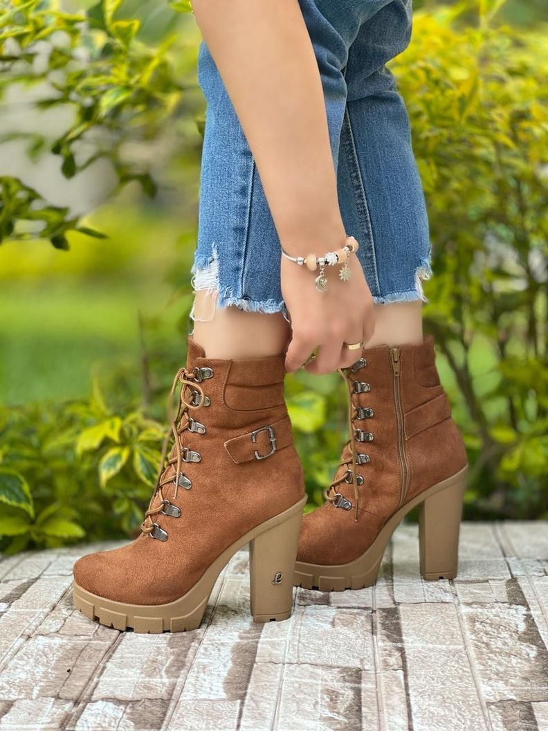 Botin Mujer Gamuza taco Alto  M139-1