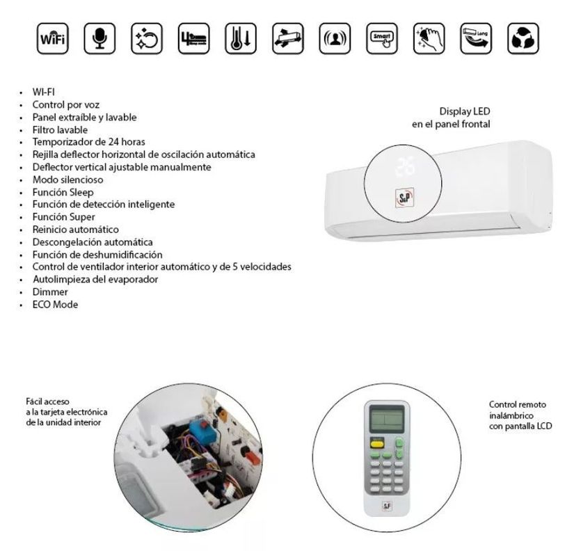 Aire Acondicionado 18000BTU inverter con wifi R410a Soler & Palau-2
