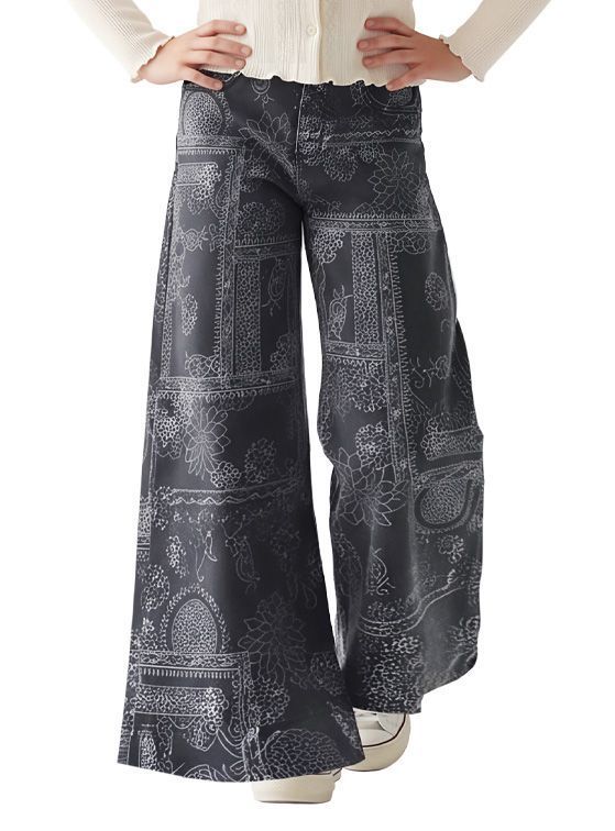 Jeans Ancho Nina Negro Denim Calce Palazzo