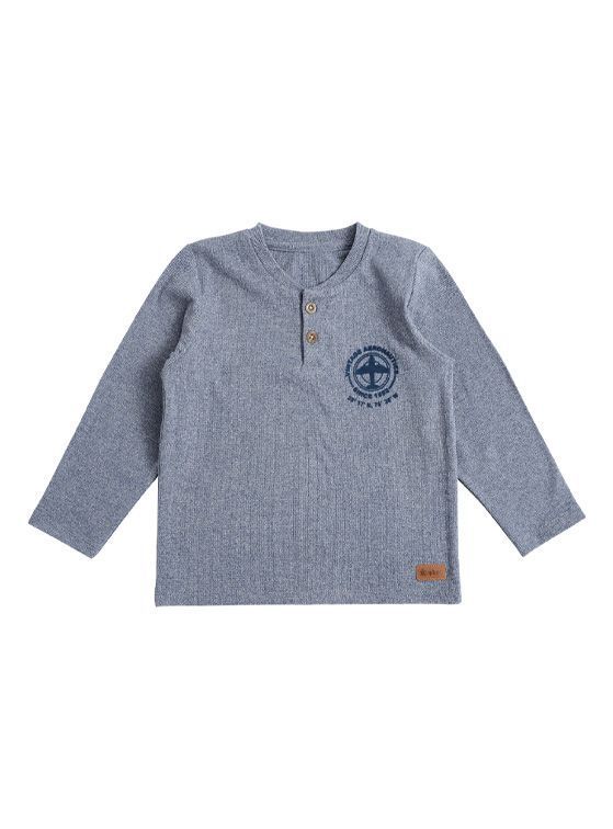 Polera Manga Larga Afranelada Bebe Nino Avion Azul 9