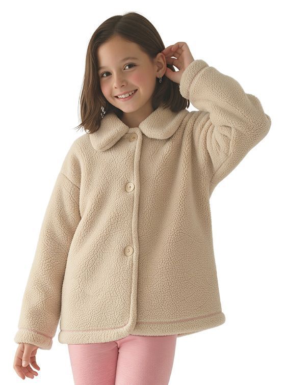 Chaqueta Chiporro Nina con Cuello Beige 4 anos