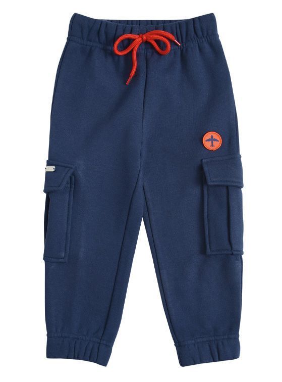 Pantalon Buzo Franela Bebe Nino Parche Avion y Bolsillo Azul 9