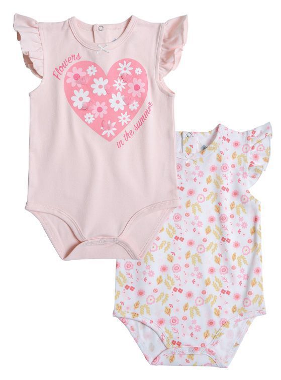 Pack 2 Body Bebé Niña Algodón Manga Corta-0