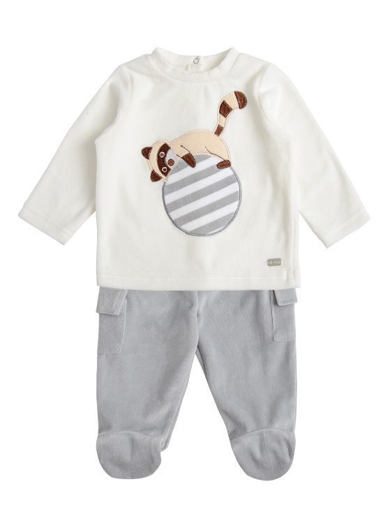 Conjunto Plush Bebe Nino Mapache Blanco Recien Nacido