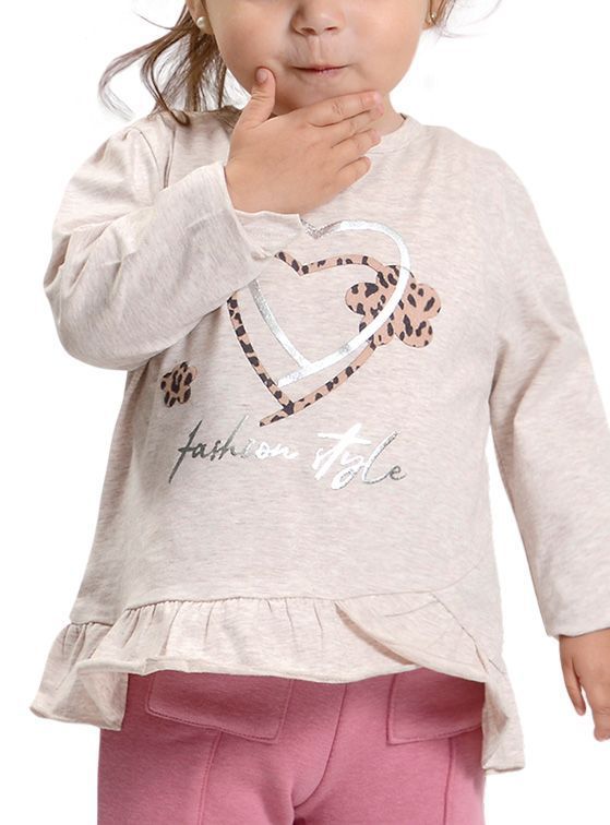 Polera Manga Larga Bebé Niña Corazón-0