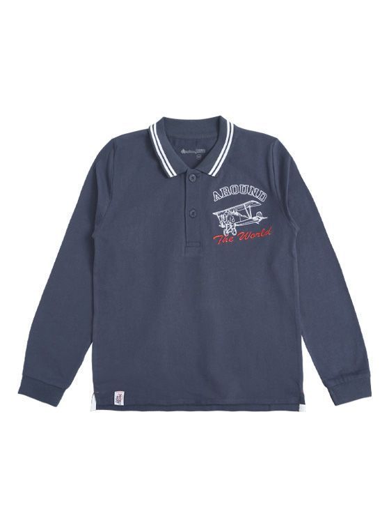 Polera Manga Larga Nino con Cuello Azul 4 anos