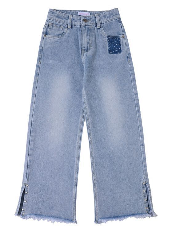 Jeans Mezclilla Palazzo Niña Algodón Elasticado-0