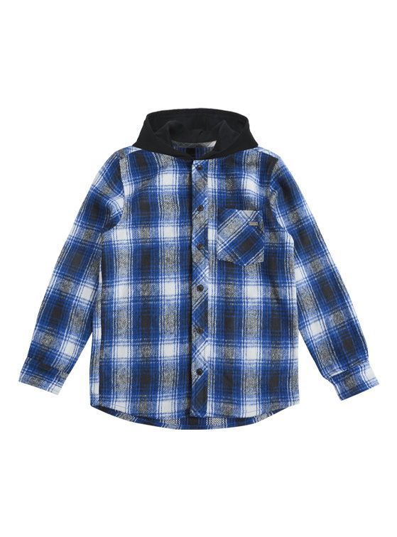 Camisa Manga Larga Afranelada Nino a Cuadros Azul 4 anos
