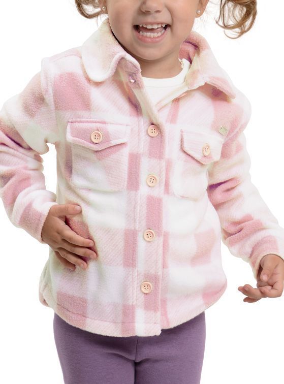 Chaqueta Polar Bebé Niña Estampado Cuadros-0