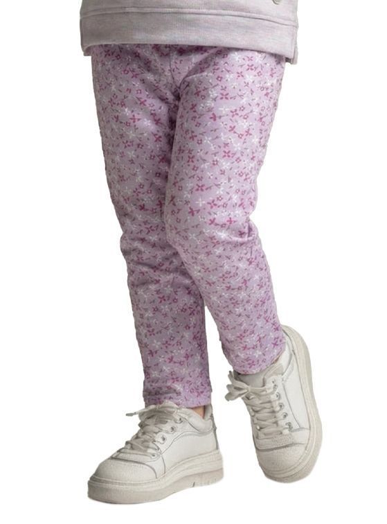 Calza Interior Peluda Bebe Nina Florcitas Lila 9