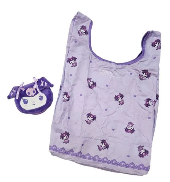 SANRIO ORIGINAL Bolsa ecológica con estuche linea pu Kuromi Color Lila (serie dainty doll)-0