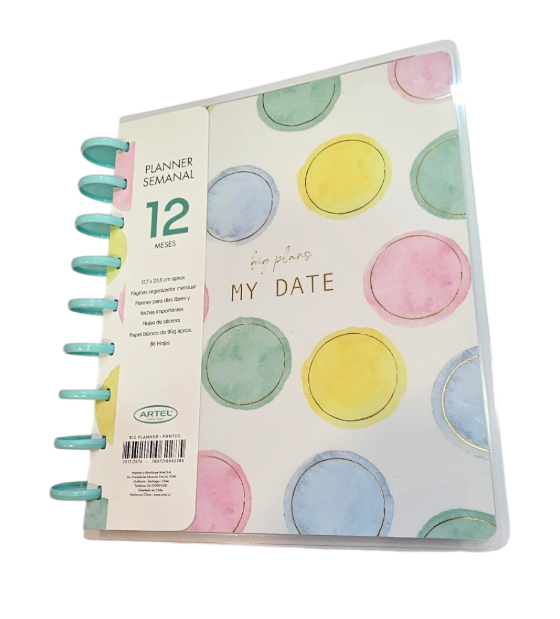 Planner Big Planner 12 Meses Sin Fecha 17x23cm Diseño Puntos de colores-0