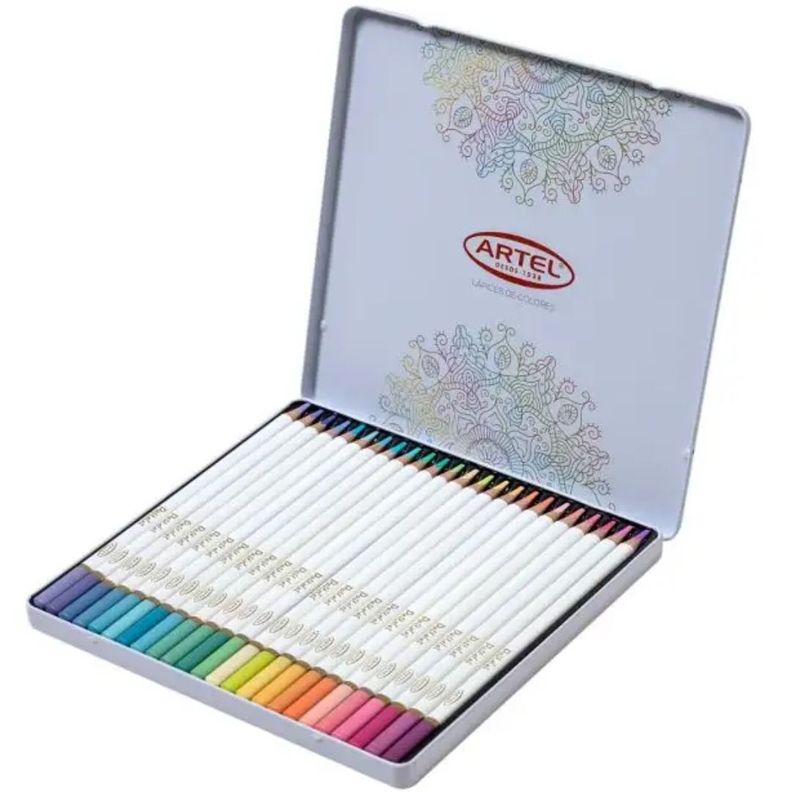  Estuche Metálico 24 lápices colores pasteles-0