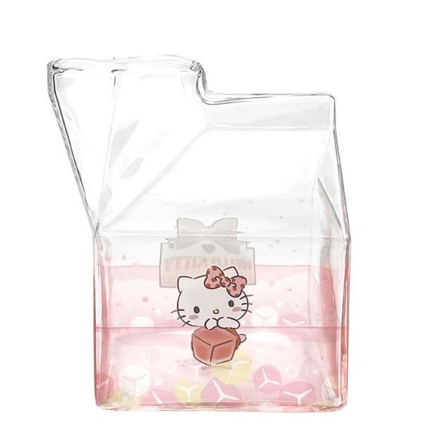 Kawaii glass milk carton cup Sanrio Original Diseño Carton de Leche-1