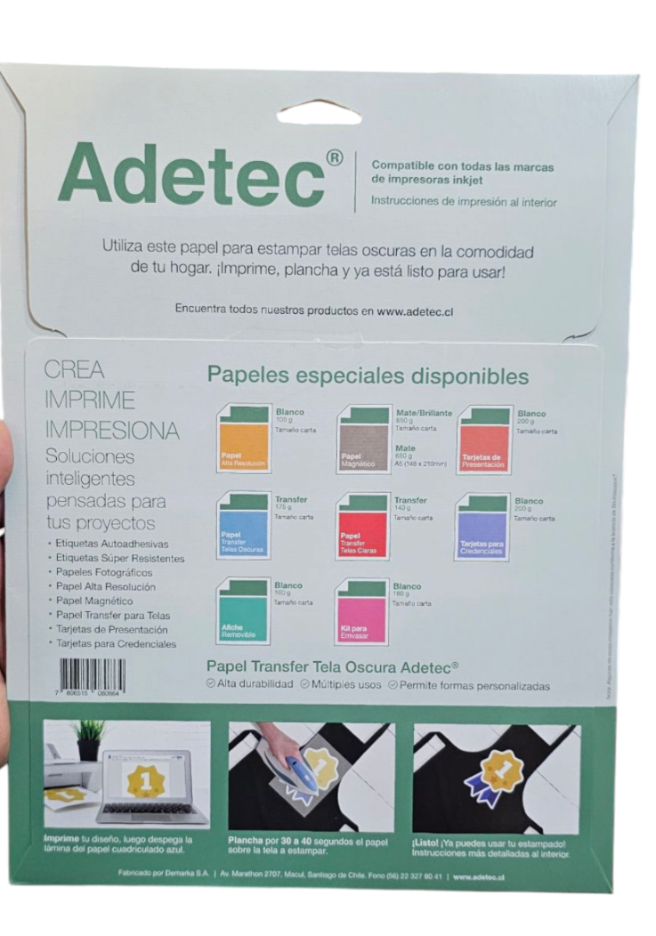 Papel Transfer Para Telas Oscuras 3 Hojas Carta 175grs-2