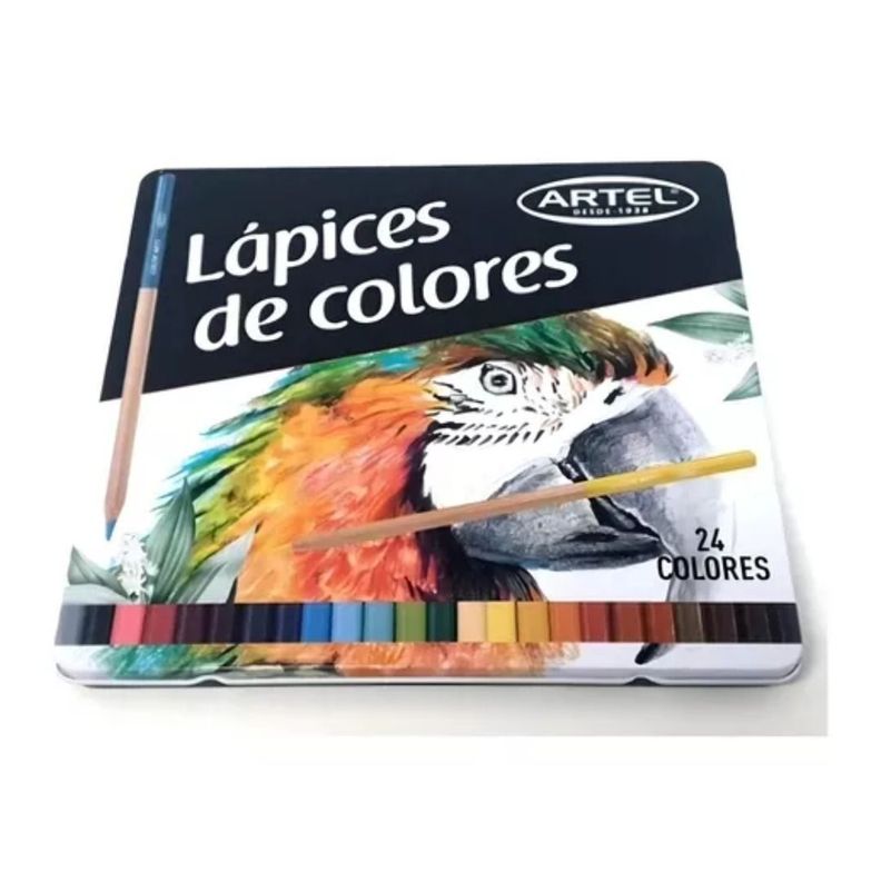 Lápices De 24 Colores En Caja De Lata Calidad Superior -1