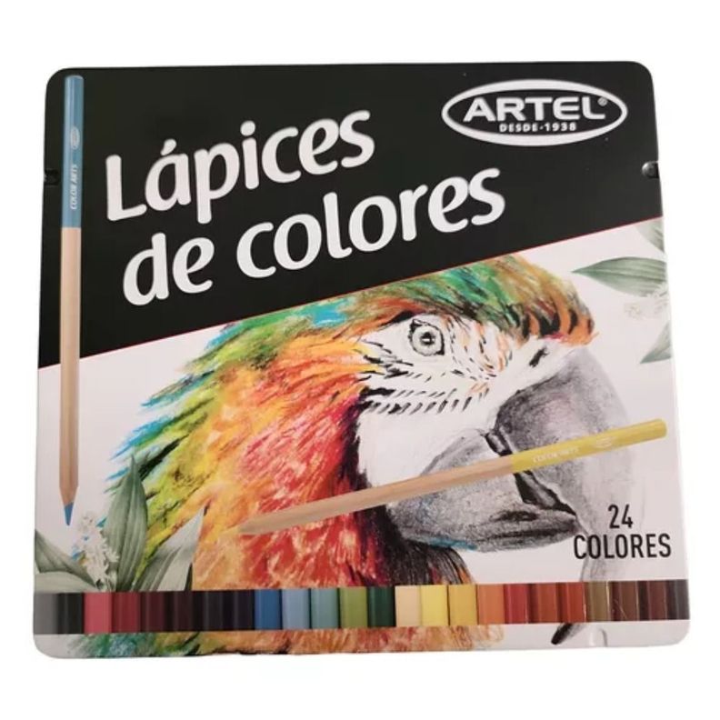 Lápices De 24 Colores En Caja De Lata Calidad Superior -2