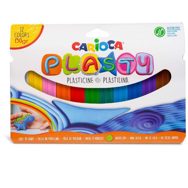 Plastilina Plasticina Plasty 150g 12 Uds Carioca Italia Totalmente Libre De Gluten-0