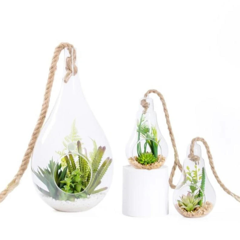 Terrario Colgante De Vidrio En Forma De Gota Para Plantas-1