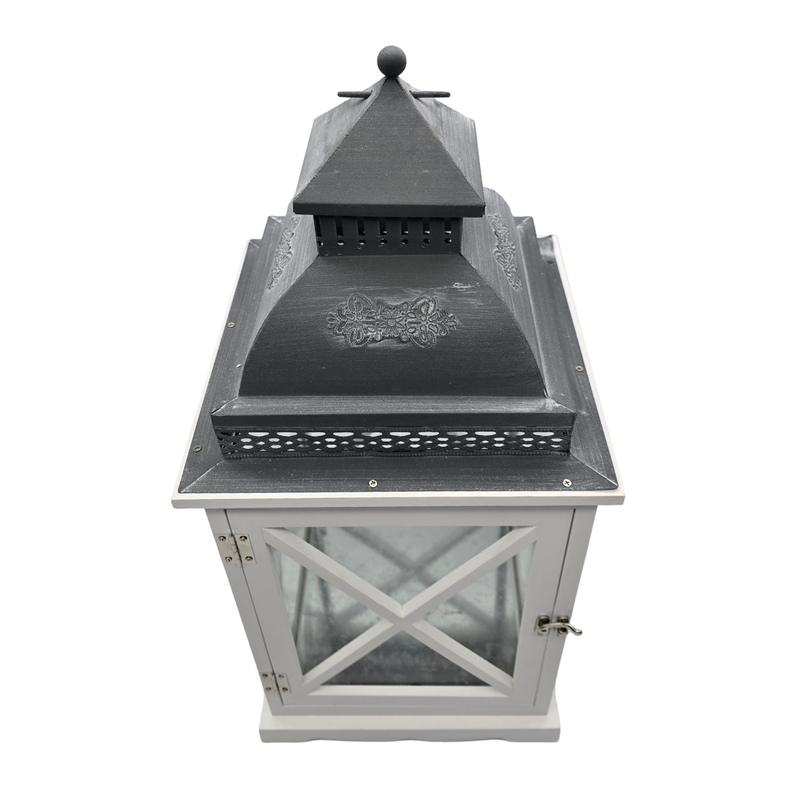 Farol Calentador De Vela Costero De Madera Blanca Vintage M-2