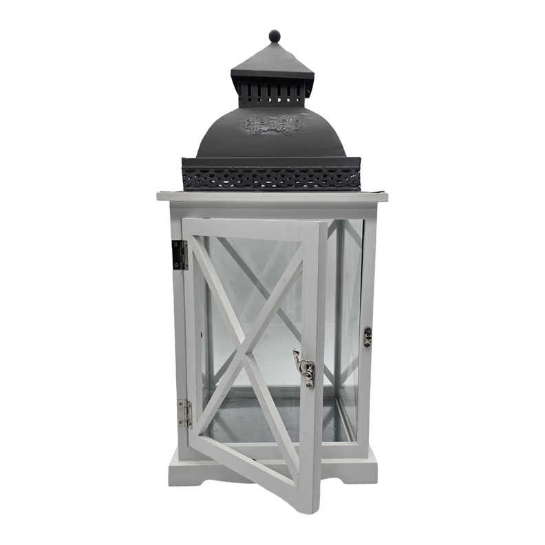 Farol Calentador De Vela Costero De Madera Blanca Vintage M-3