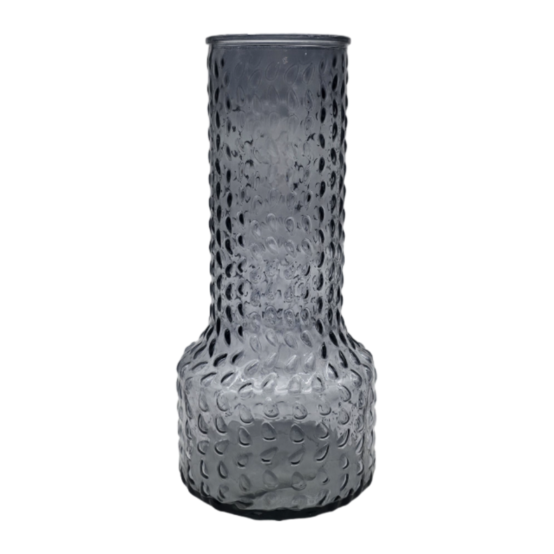 Florero Decorativo De Vidrio Con Diseño Base Ancha Gris 30-0