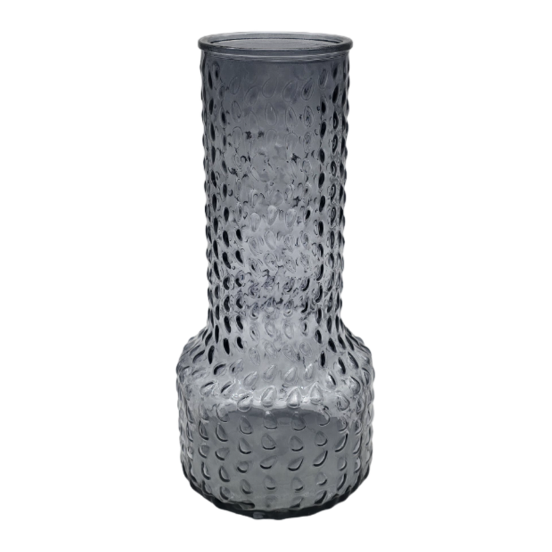 Florero Decorativo De Vidrio Con Diseño Base Ancha Gris 30-1