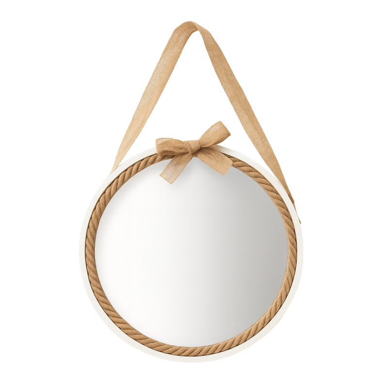 Cuadro De Madera Blanco Decorativo Con Espejo Circular G