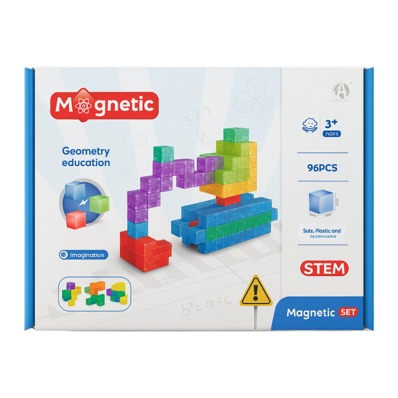 Set Juego de Bloques Magneticos 96 Piezas Construccion Ninos Blanco