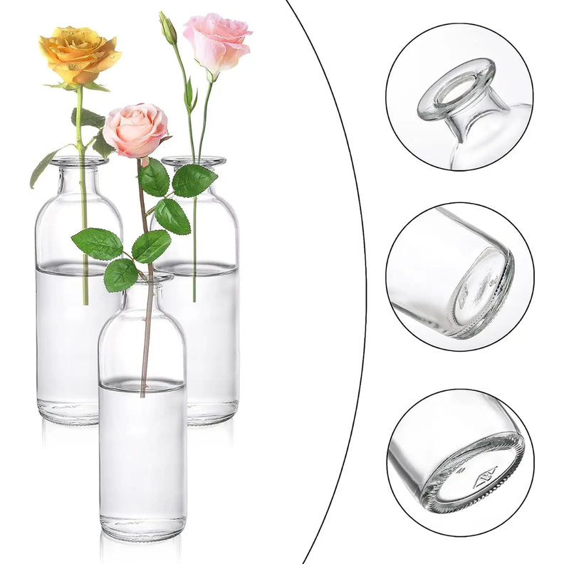 Florero Botella Decorativa De Vidrio Cristal Transparente-5
