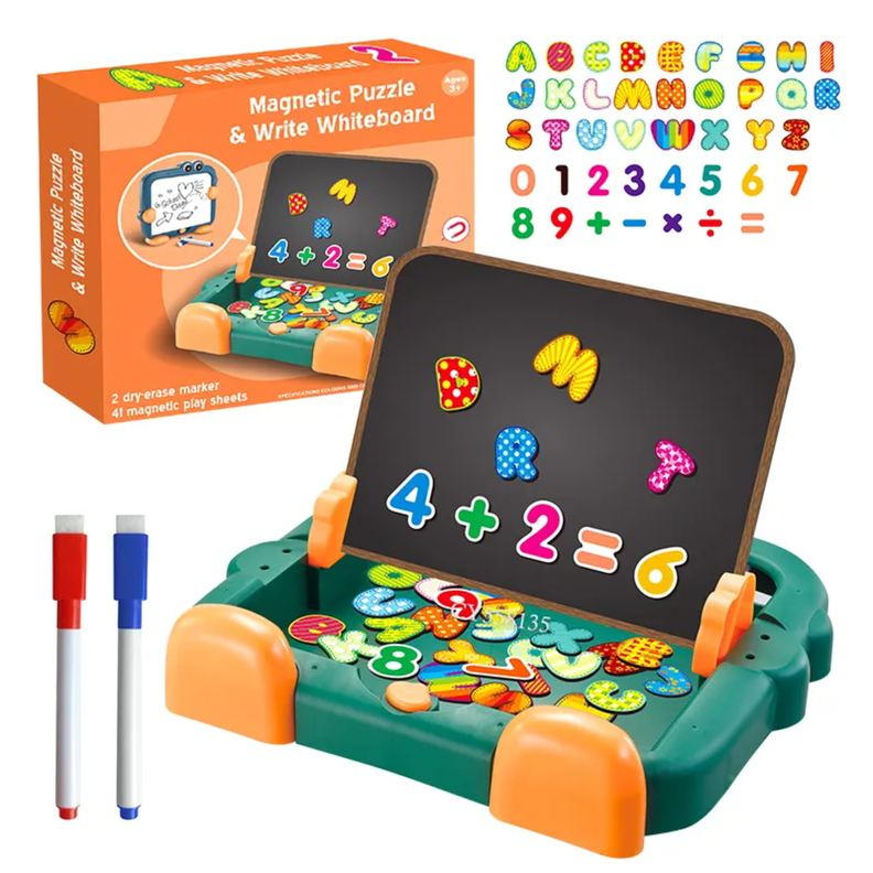 Pizarra Magnetica Puzzle Rompecabezas Tablero Juguete 2 En 1-1