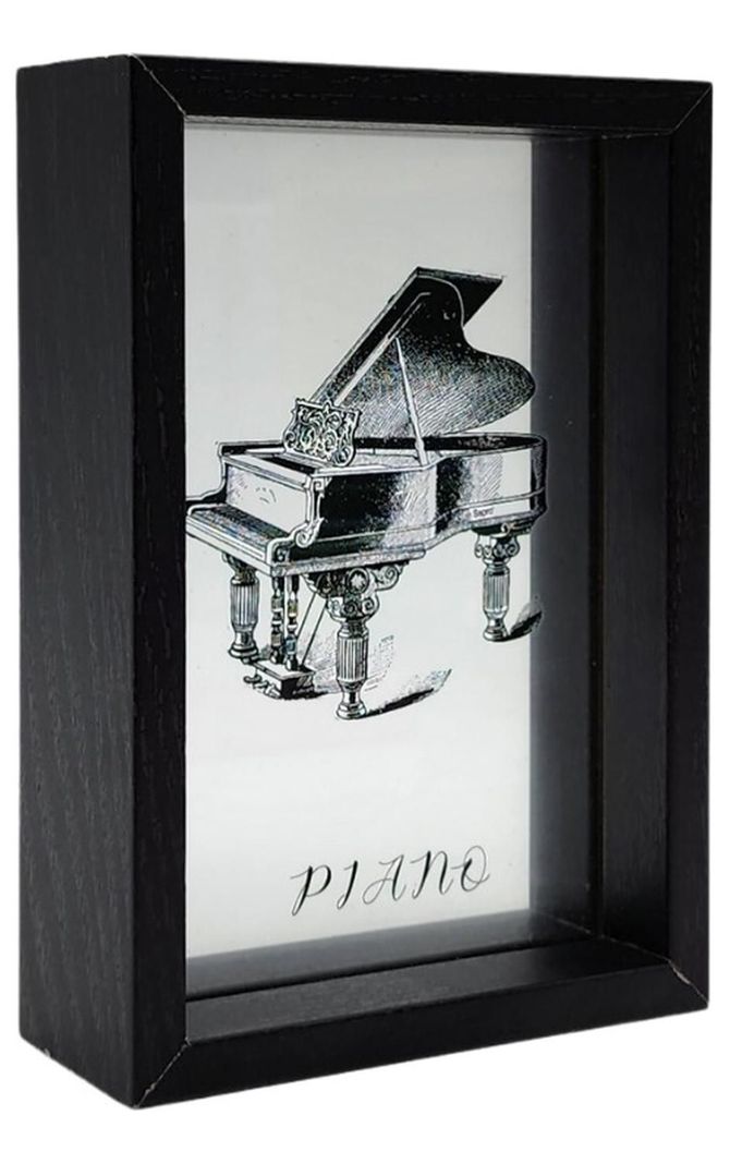 Cuadro De Vidrio Marco Negro Diseño Piano Decorativo-1