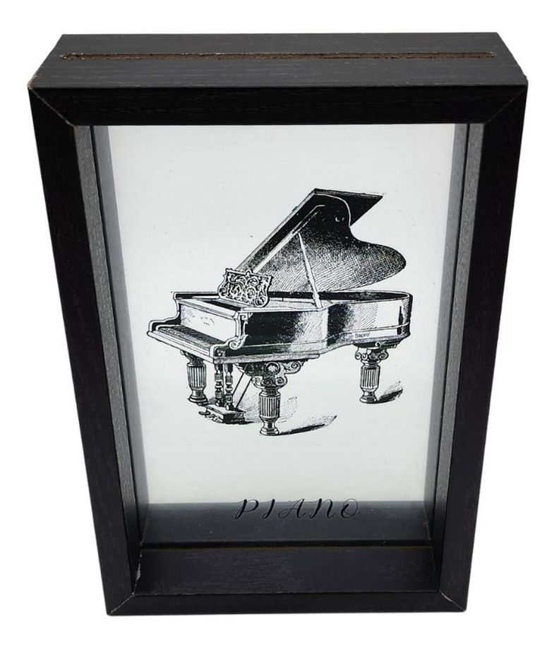 Cuadro De Vidrio Marco Negro Diseño Piano Decorativo-2
