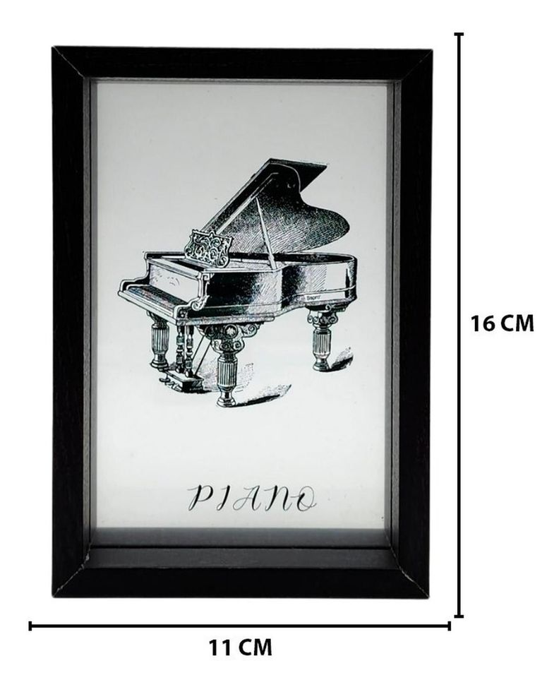 Cuadro De Vidrio Marco Negro Diseño Piano Decorativo-3