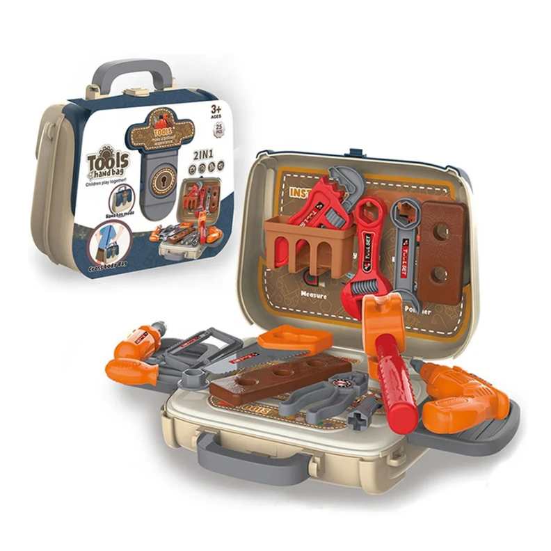 Set Maletin Infantil De Construccion Maleta Herramientas Beige