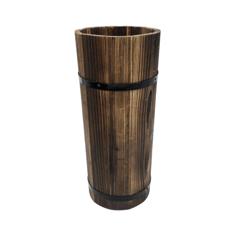 Macetero De Madera Tipo Barril Largo Alto Jardin Terraza L-0