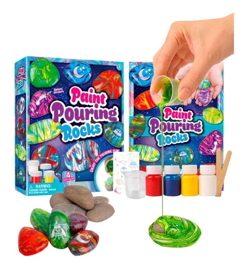 Kit De Arte Pinta Piedras Galaxy Diversión Para Niños-0