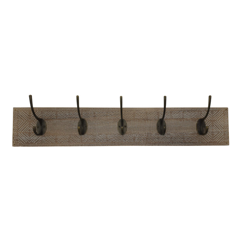 Perchero De Pared Colgador Vintage 5 Ganchos Dobles Café-0