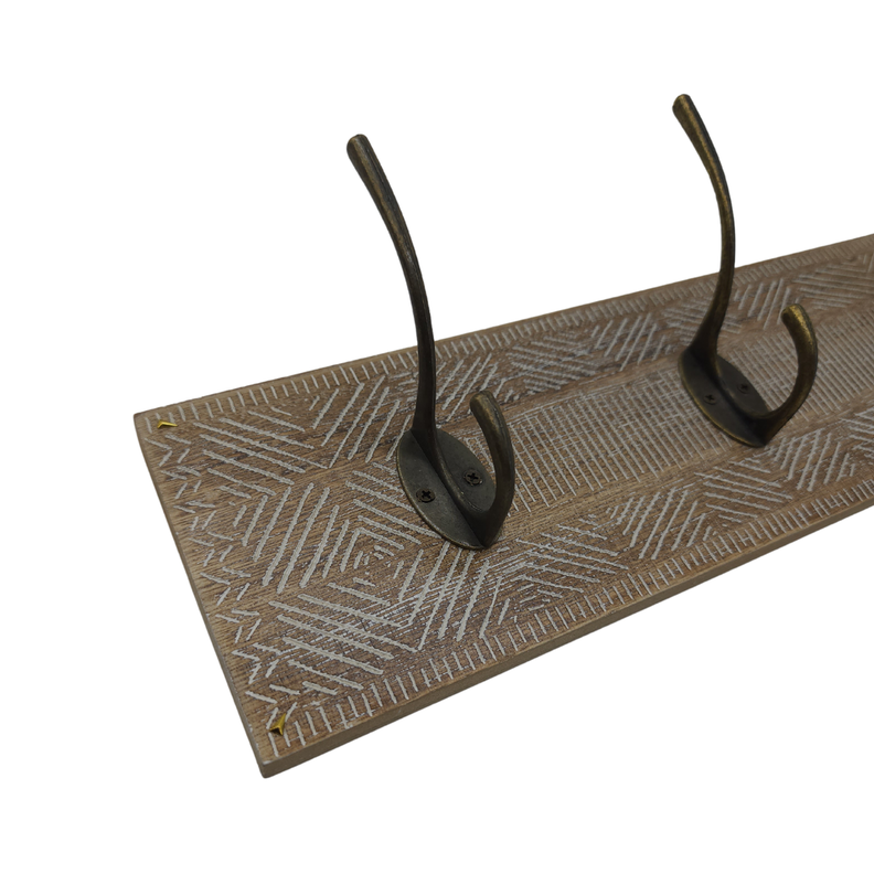 Perchero De Pared Colgador Vintage 5 Ganchos Dobles Café-1