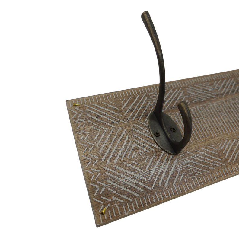 Perchero De Pared Colgador Vintage 5 Ganchos Dobles Café-2