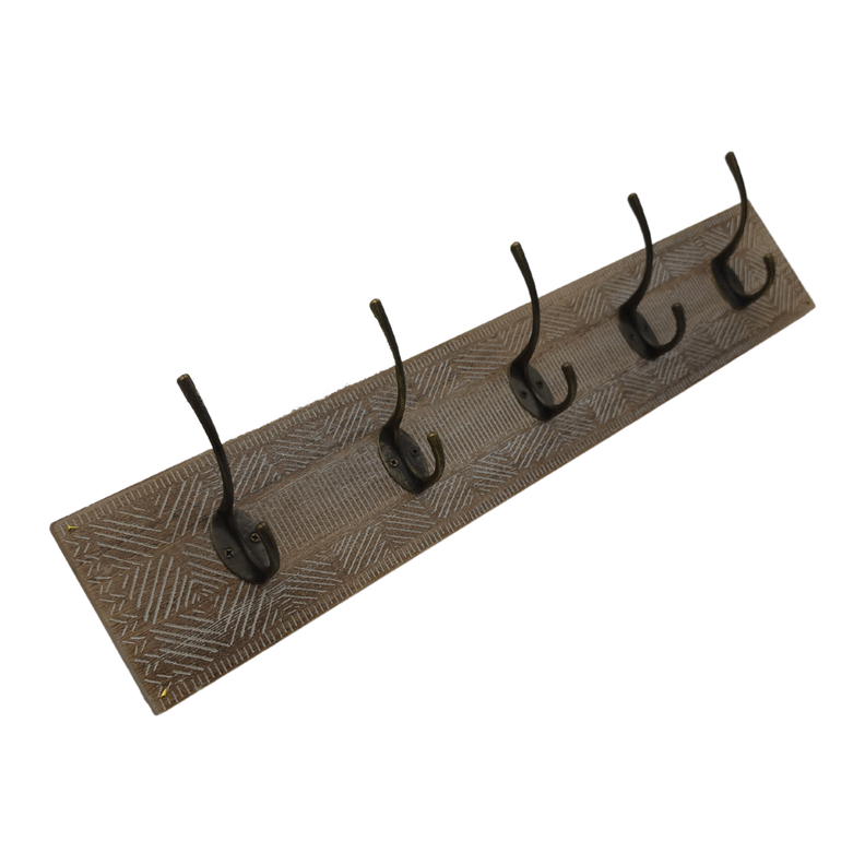 Perchero De Pared Colgador Vintage 5 Ganchos Dobles Café-4